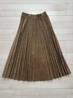 美品　ブラウン プリーツ ロングスカート