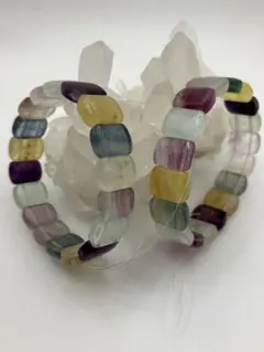 多色フローライト角形ブレスレットお得2本セットNO619