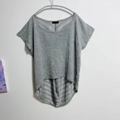 アンドエー　Tシャツ　カットソー　透け感　ボーダー　グレー　プルオーバーのサムネイル