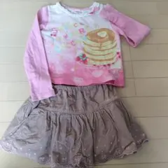 メゾピアノ　 パンケーキデザイントレーナーとキュロットスカートのセット　130
