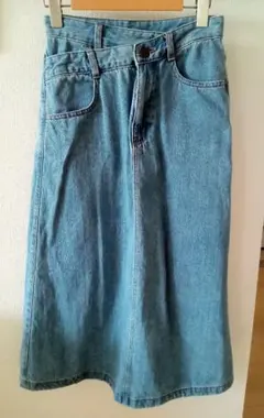 美品デニムスカートS水色GUジーンズロングスカート36ユニクロ通勤服ベルト通学服