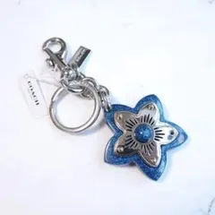 COACH コーチ フラワー ブルー キーチャーム バッグチャーム キーホルダー