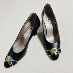 ダイアナ DIANA パンプス 黒 ブラック レザー　日本製　上品　23cm