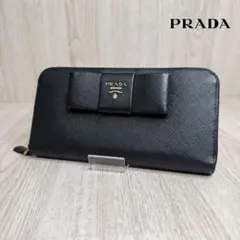 美品✨プラダ 長財布 ラウンドファスナー 三角ロゴ レザー
