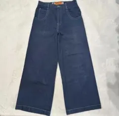 【着画有】希少　MASSIVE ブルー ワイドレッグデニム　シルバータブ