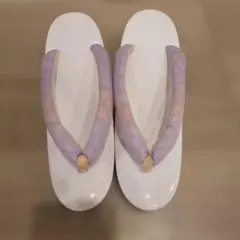 3단 샌들, 두꺼운 바닥, 흰색, 연보라색, 코끈