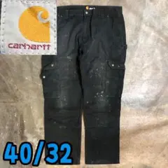 10T7934 Carhartt ブラック　ダブルニー　ペインターパンツ　古着