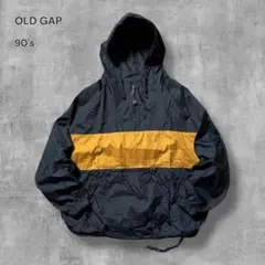 2526古着90年代OLD GAPアノラックパーカー好デザイン好配色ドローコード