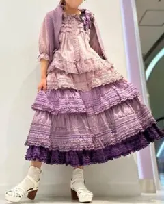 PINKHOUSE ピンクハウス 水玉総柄 リボン フリルドットチュール