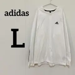 【adidas】ワンポイントロゴ 長袖Tシャツ ホワイト Lのサムネイル
