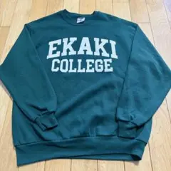 US古着 EKAKI COLLEGE スウェット XL ダークグリーン