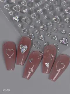 ネイルシール　ネイルパーツ　ハートネイル　ハート　立体　デコシール