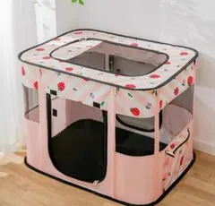 新品【避難時にも最適】犬猫ペットケージピンクLサイズ 90×70×60cmのサムネイル