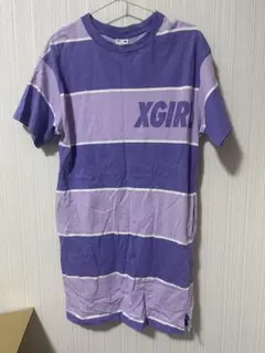 XGIRL 紫と白のストライプ 半袖ワンピース サイズ:1