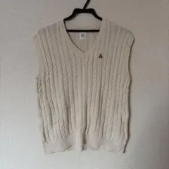 GAP 160cmサイズ　アイボリー ケーブルニット Vネックベスト