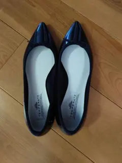 テンパレイト　ブラック ポインテッドトゥ レインシューズ　40