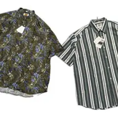 未使用【2枚セット】シャツ ストライプ 総柄 古着屋 アロハシャツ 大きいサイズ