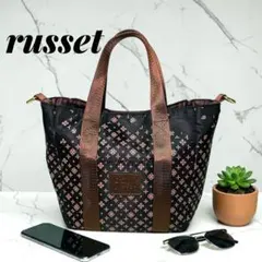 russet ラシット ハンドバッグ モノグラム 軽量 ナイロン総柄　黒✖️ピンク