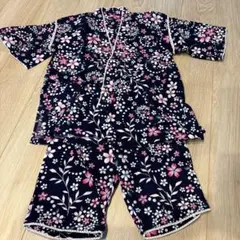 甚平　花柄　桜　紺　150サイズ