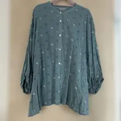 Samansa Mos2 刺繍入り七分袖シャツ