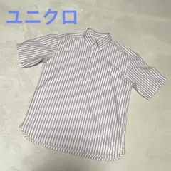 ★美品★UNIQLO 半袖シャツ メンズM 太目のストライプ　ゆったり目