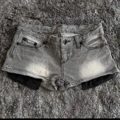 デニムショートパンツストライプボーダー半ズボングランジy2kギャルパンク