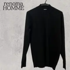 【15%OFF】renoma HOMME／リブ編み長袖トップス／黒／L