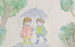 相合傘【手描き】【オリジナル】【イラスト】自作イラスト