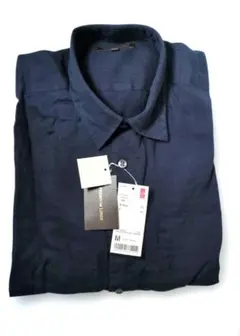 【未着用】UNIQLO＊プレミアムリネンシャツ長袖 M Navy