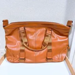 大容量旅行バッグ ボストンバッグ 茶色 レザー ポケットあり ブラウン