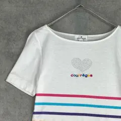 courreges クレージュ 半袖ロゴTシャツ ボーダー マルチカラー
