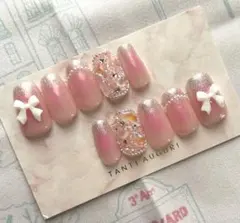 【現品】#09 ネイルチップ チークネイル 韓国風 ワンホン フレンチガーリー