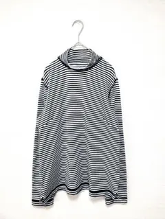 美品　Black&White　ラメ入ボーダーカットソー　３　日本製