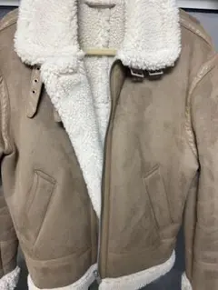 ボアジャケット アイボリー ブラウン ZARA - メルカリ