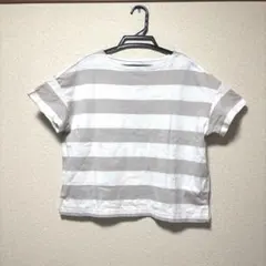 無印良品 ボーダー柄 半袖Tシャツ カットソー M-Lサイズ グレージュのサムネイル