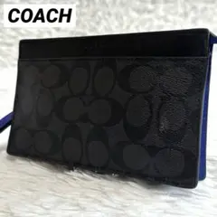 未使用級✨COACH コーチ シグネチャー PVC ミニクラッチバッグ 黒 グレ