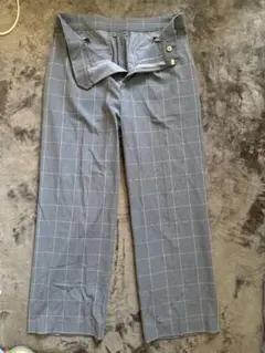 グレー チェック柄 スラックス