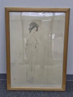 東郷青児 複製原画 「パリーの女」 鉛筆画 デッサン 印刷 美人画