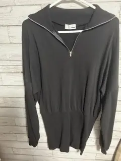 ANAP ブラック ジッパー付きスウェットワンピース