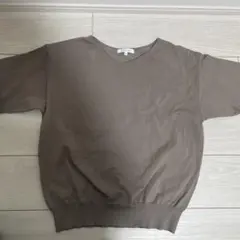 GLOBAL WORK Mサイズ ブラウン Vネック半袖ニット