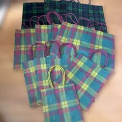 伊勢丹　ISETAN チェック柄ショップ袋 14枚セット