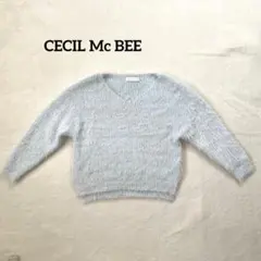 CECIL McBEE ライトブルー Vネックニット Mサイズ 八分袖