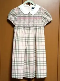 ロレッタカポーニ スモッキング刺繍入り半袖ワンピース ベージュ 