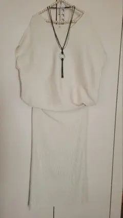 ホワイトニットセットアップ 半袖