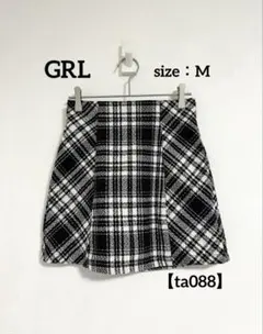 GRL ツイード チェック柄 ミニスカート インパン付　M 【ta088】