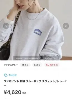 グレー ワンポイント刺繍 スウェット　X Lサイズ