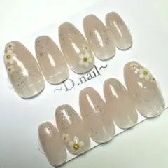 【085】大人上品なフラワー♡シンプル美爪グラデーション♡ワンホンネイル♡