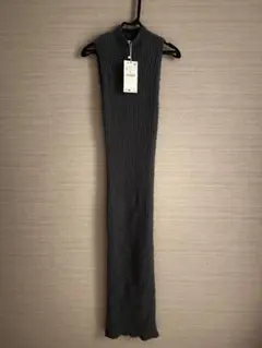 ZARA グレー ニット ノースリーブ ワンピース S
