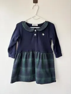 110cm PoloBaby ネイビー 長袖ワンピース　面接