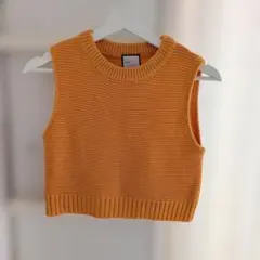 PLUS オレンジ ノースリーブニット　サマーニット
